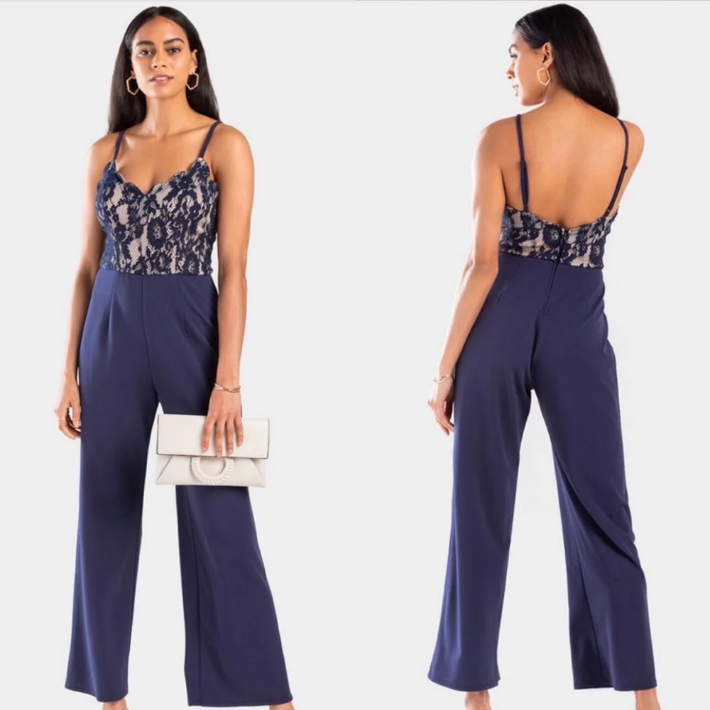 Francescas blue lace navy jumpsuit